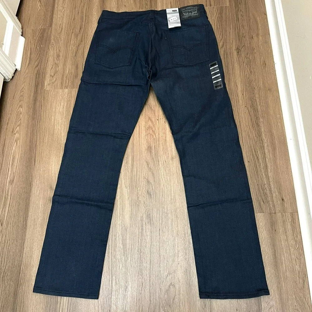 NWT Levi's 513 Slim Straight Jeans 36x34 Dark Indigo Blue Denim